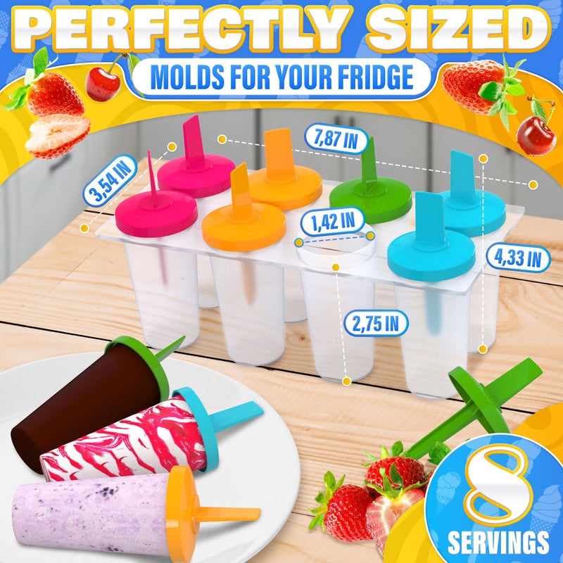 ALPENKOK Ice Cream Maker Ice Pop Mold - 8Pcs Popsicle Maker Ice Cream Popsicle Molds Reusable Ice Popsicle Sleeves - Popsicles Molds Ice Cream Mold Popsicle Holders - Image 2